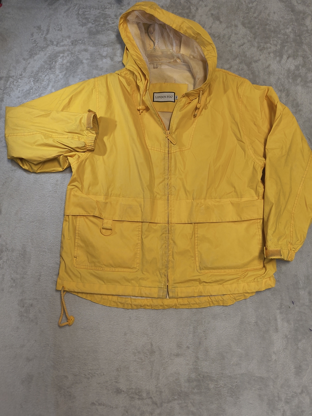 London Fog Yellow Hooded Rain Jacket